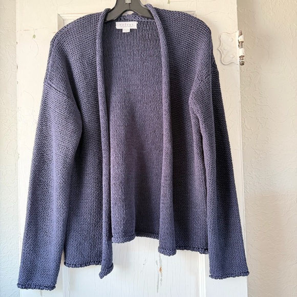 Velvet by Graham & Spencer Sweaters - Velvet by Graham & Spencer Open Front Knit Cardigan – Navy Blue – Size M